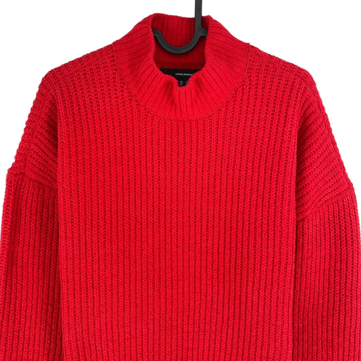 VERO MODA Womens Red Kaia Ribbed High Neck Sweater Jumper Size M