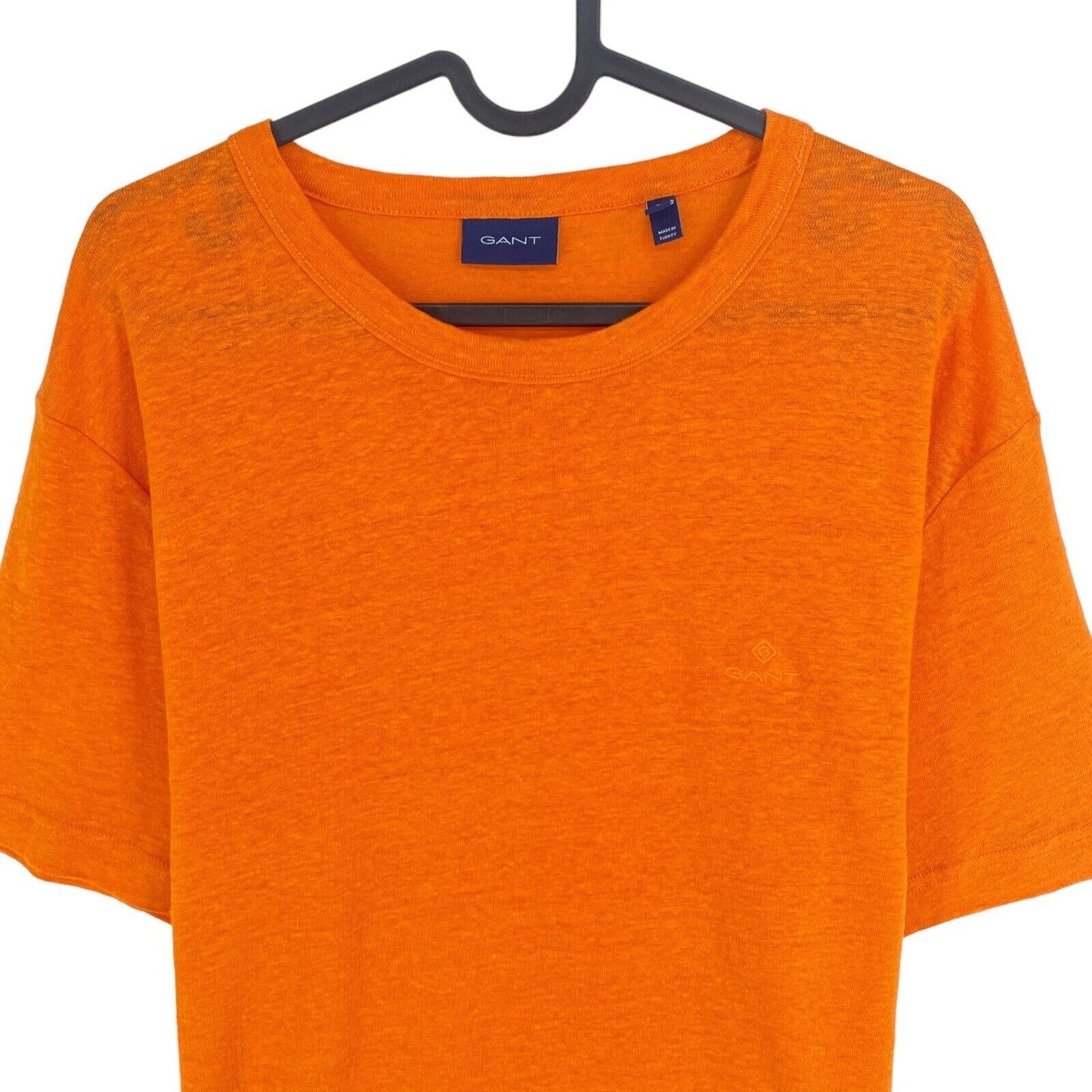 GANT Men Orange Linen Crew Neck Short Sleeve T Shirt Size L