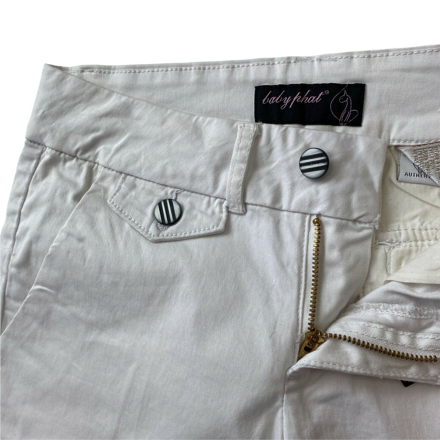 Baby Phat Women White Stretch Regular Fit Chino Shorts Size W28