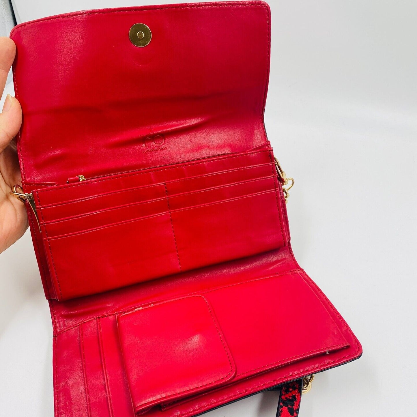 ROCCOBAROCCO Red Eco Leather Wallet Clutch Bag