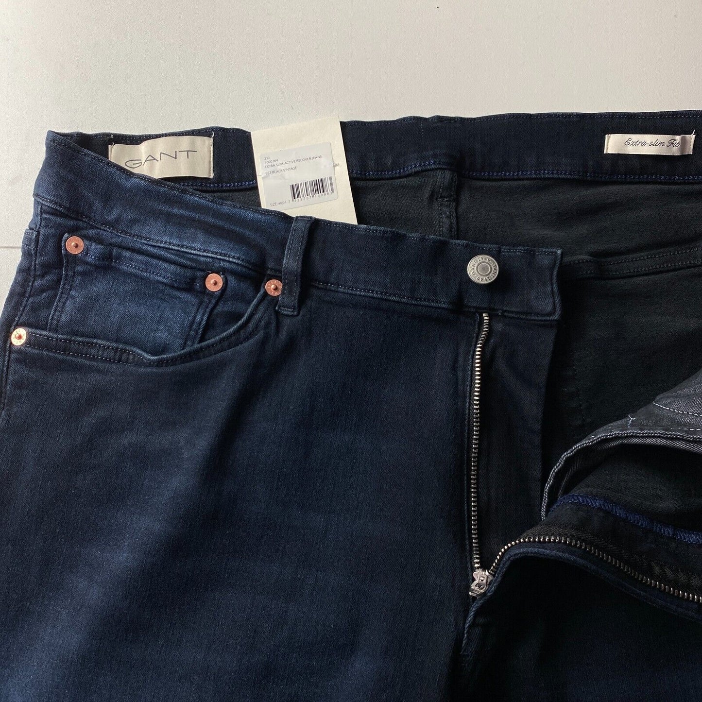 GANT Dark Blue Black Stretch Extra Slim Fit Jeans W40 L36