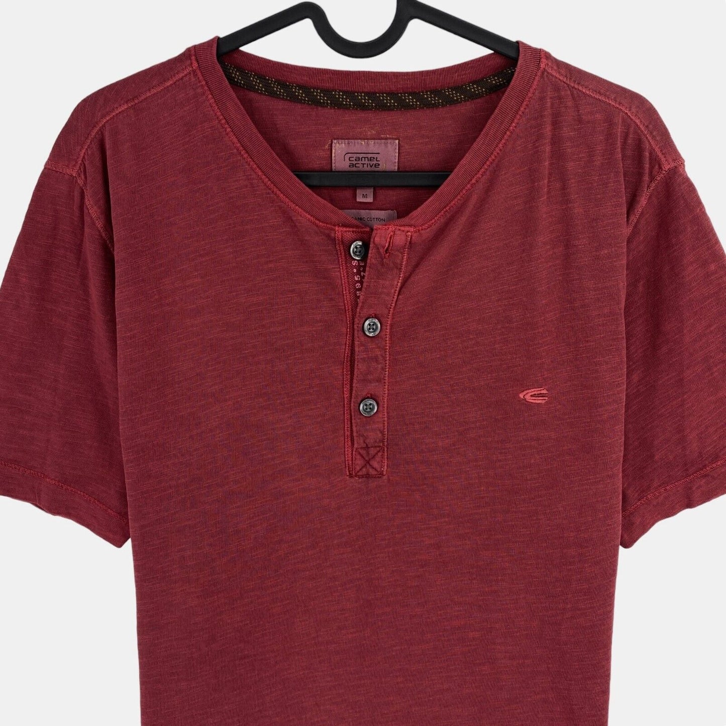 CAMEL ACTIVE Men Dark Red Henley Neck Short Sleeves T Shirt Size M