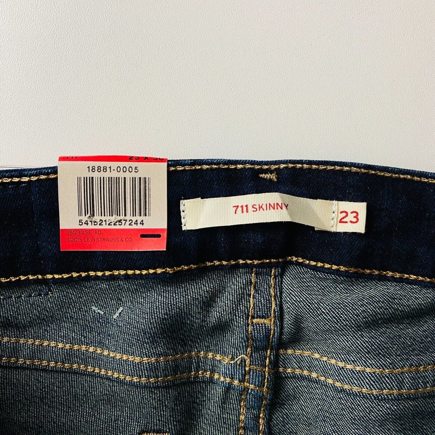 Levi's 711 Women Teens Dark Blue Mid Rise Stretch Skinny Fit Jeans W23 L30