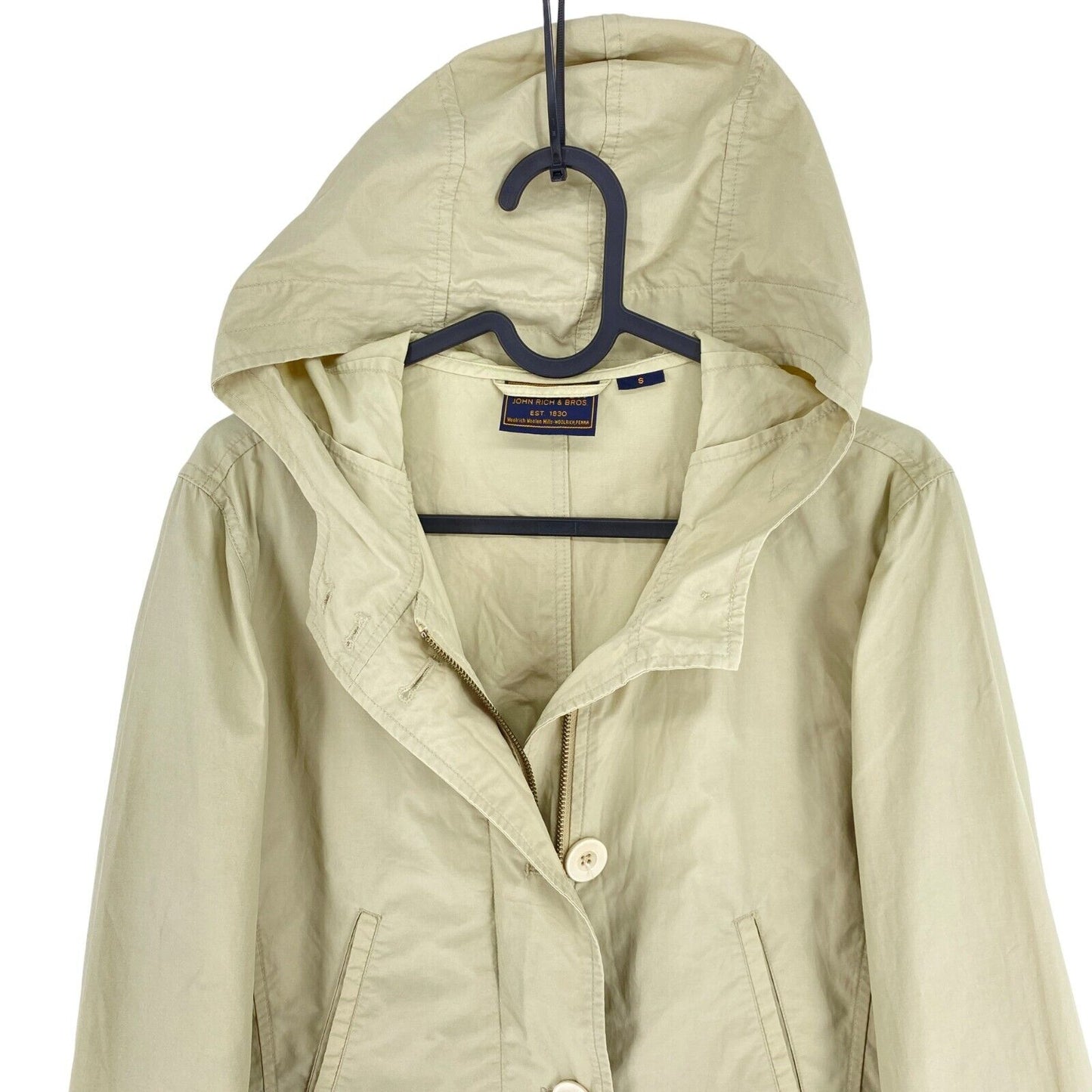 WOOLRICH Light Brown Hooded Rain Jacket Coat Size S