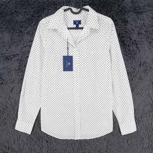 GANT Women White Polka Dot Print Shirt Size EU 36 UK 10 US 6