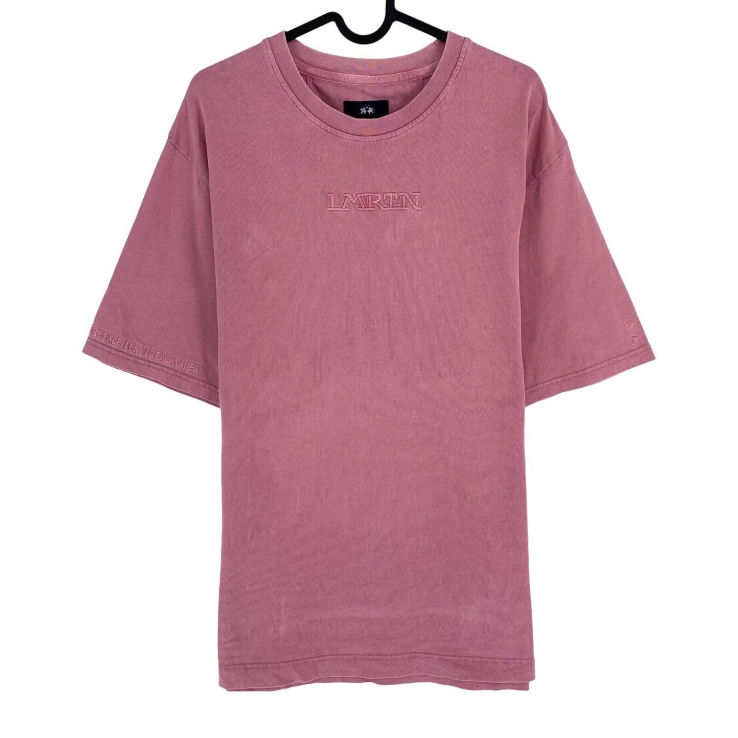 LA MARTINA Men Dark Pink Cotton Crew Neck Short Sleeve T Shirt Size L