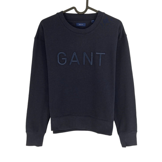 GANT Navy Blue Tonal Logo Crew Neck Sweater Jumper Size S