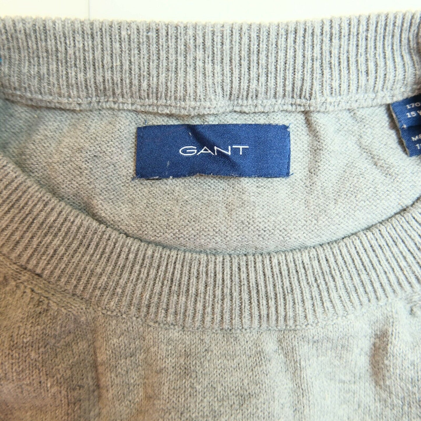 GANT Boys Grey Crew Neck 100% Cotton Jumper Sweater Size 15 Years 170 cm