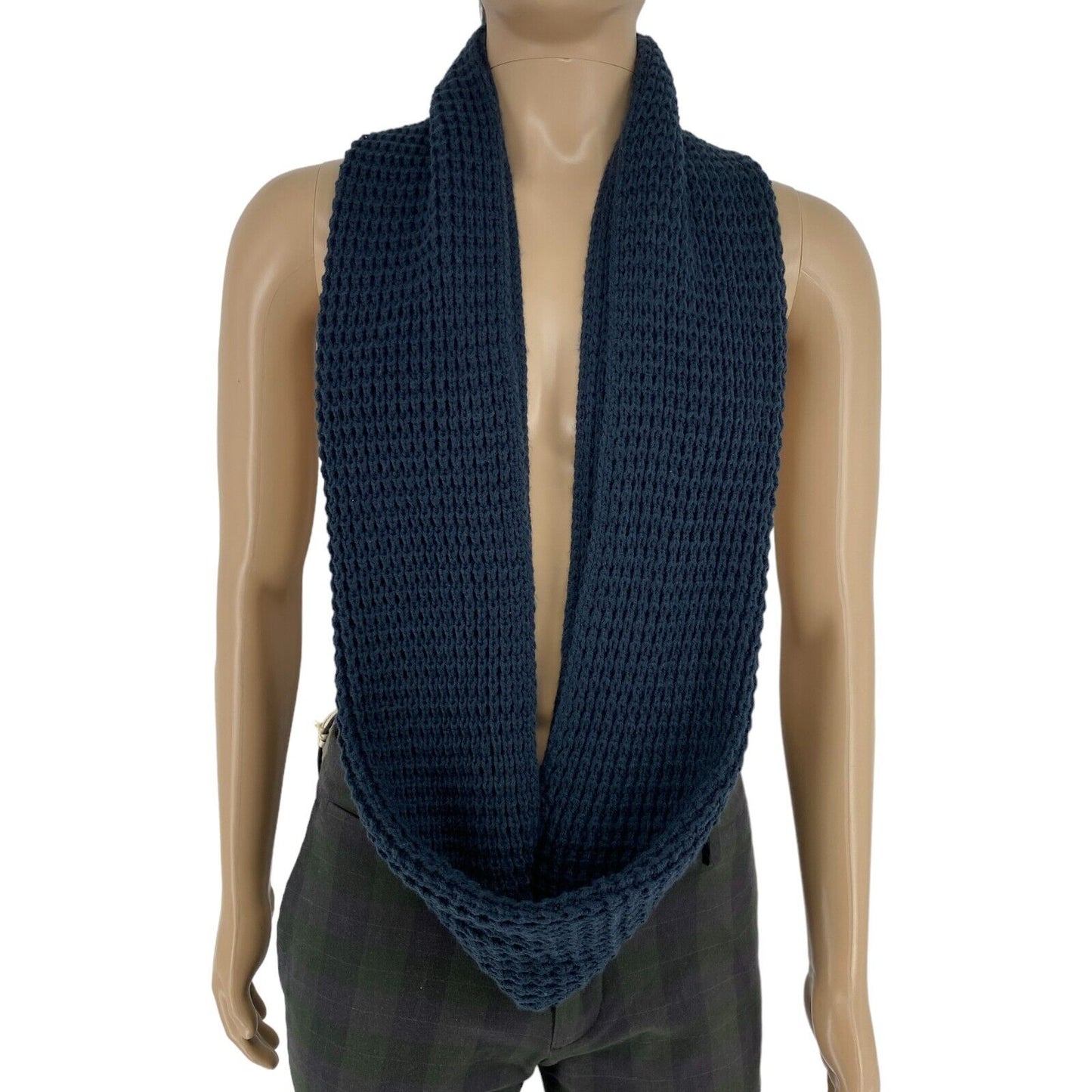 JACK & JONES Mens Navy Blue Waffle Knit Tube Scarf