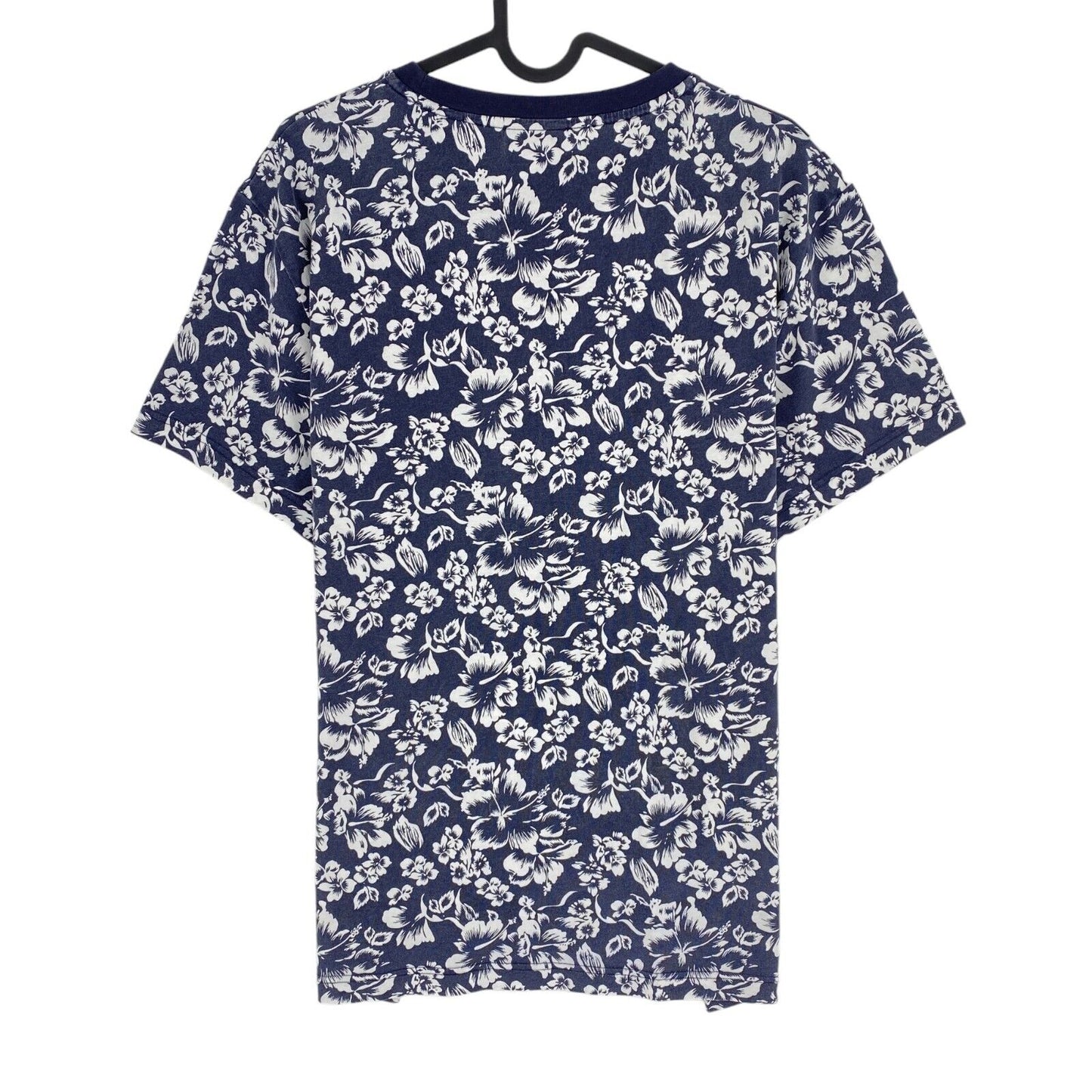 GANT Men Navy Blue Floral Print Crew Neck Short Sleeve T Shirt Size L