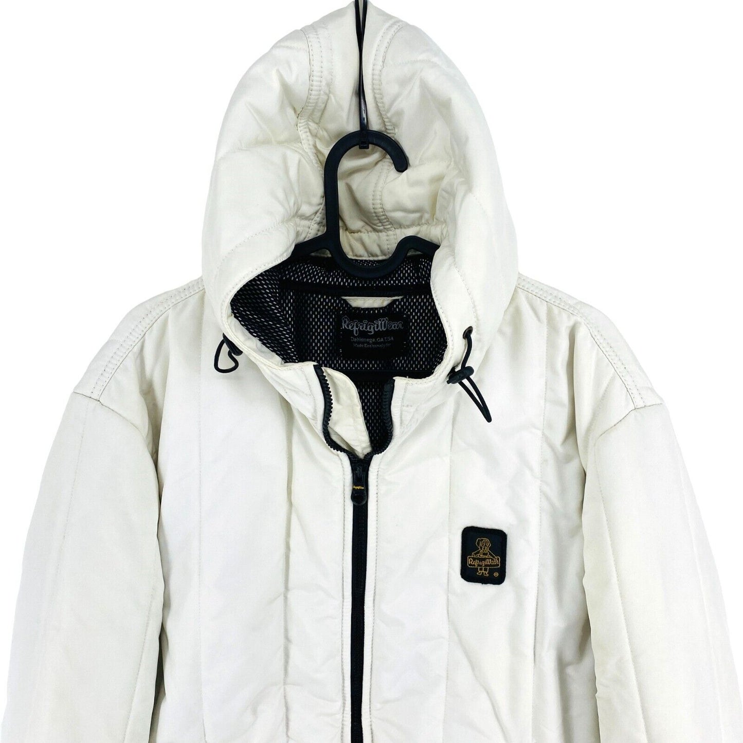 RefrigiWear White Padded Hooded Bomber Jacket Coat Size XL