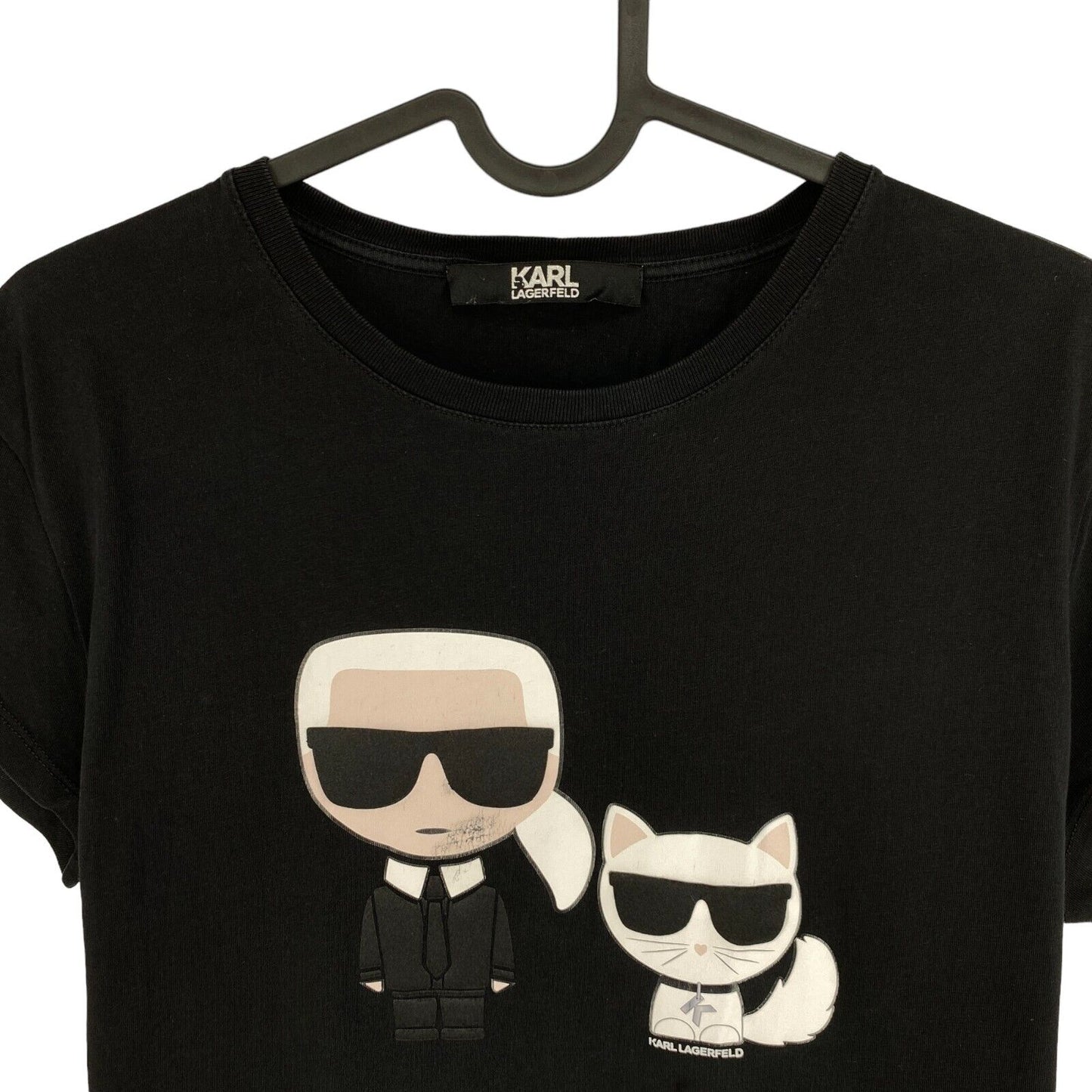 Karl Lagerfeld Black Ikonik Karl & Choupette Crew Neck T Shirt Size S