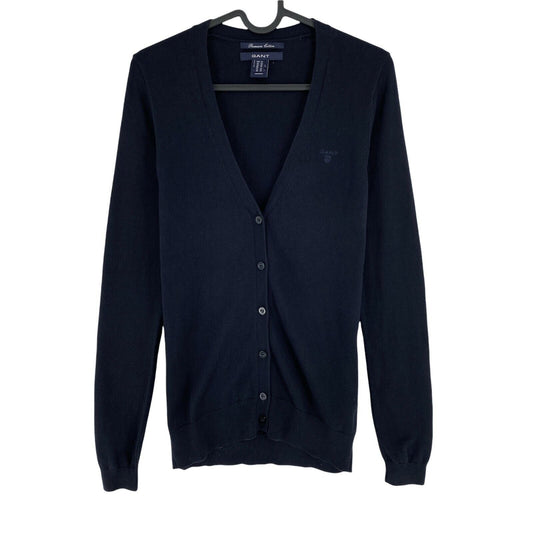 GANT Bleu Marine Premium Coton Col V Cardigan Pull Pull Taille XS