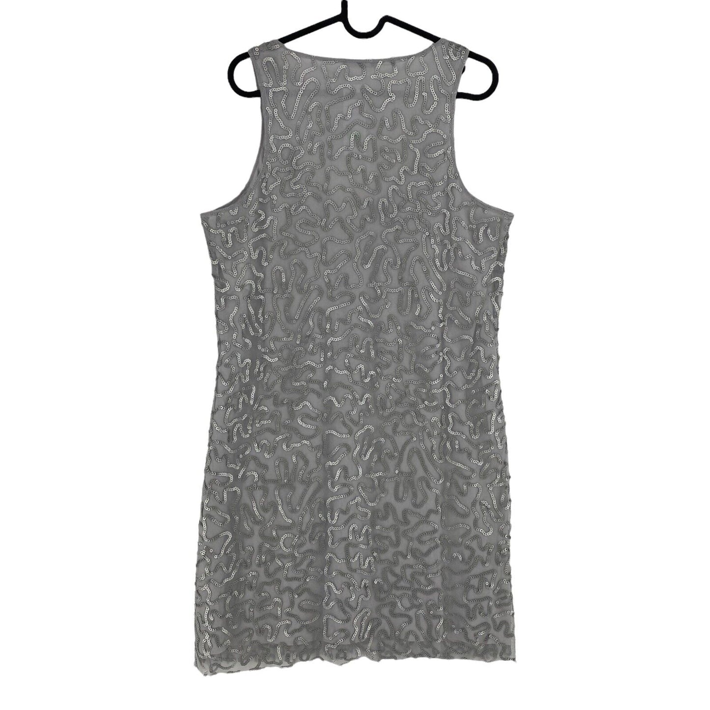 SISLEY Grey Sequin Sleeveless Round Neck Shift Dress Size M