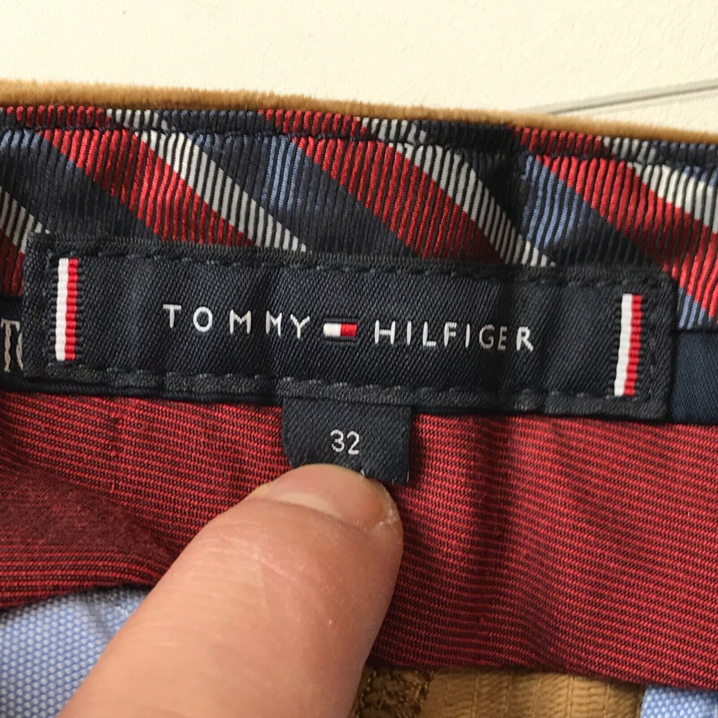 Tommy Hilfiger Brown Regular Tapered Fit Corduroy Trousers Size W32