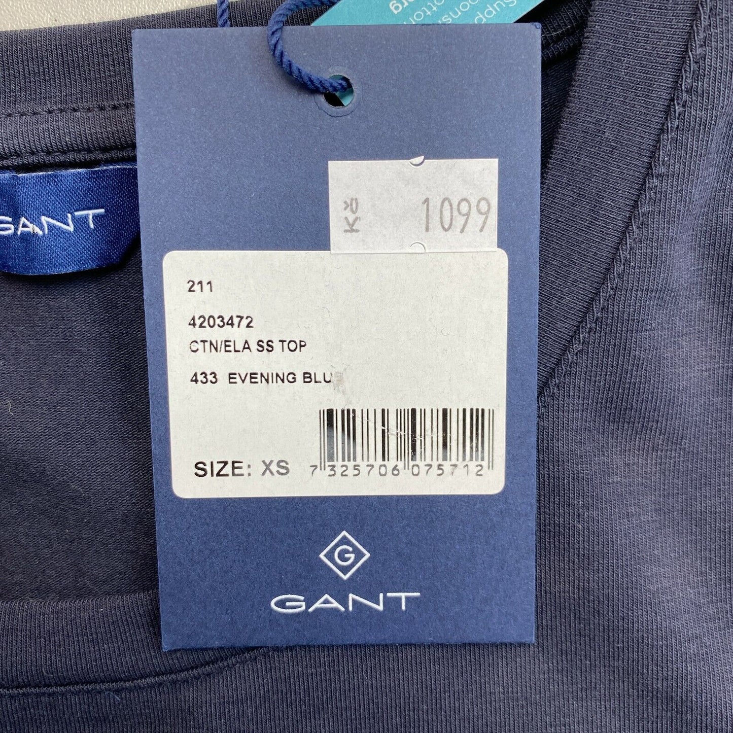 GANT T-Shirt mit Rundhalsausschnitt, Marineblau, Größe XS