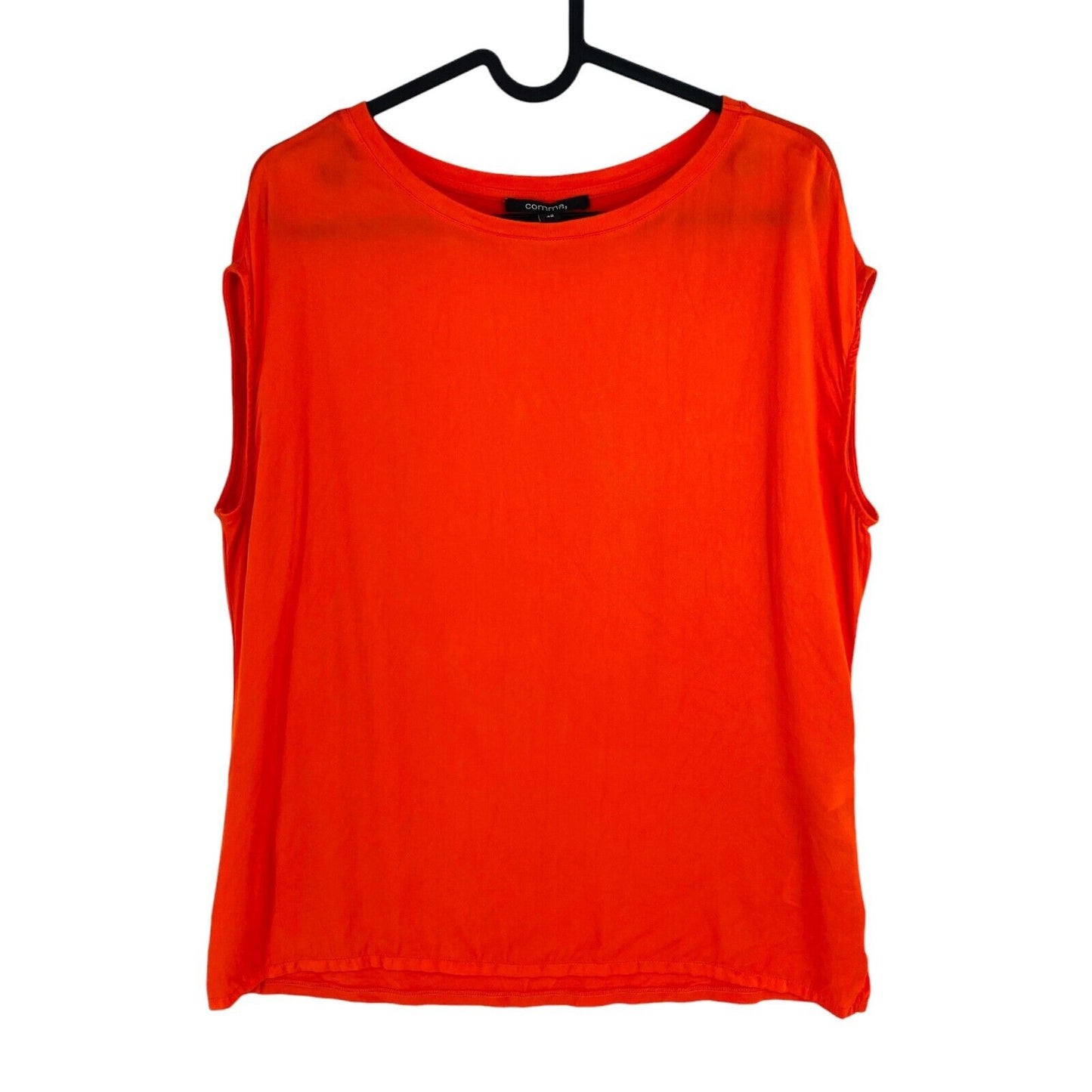 COMMA Women Orange Silk Sleeveless T Shirt Size EU 42 UK 16 US 12