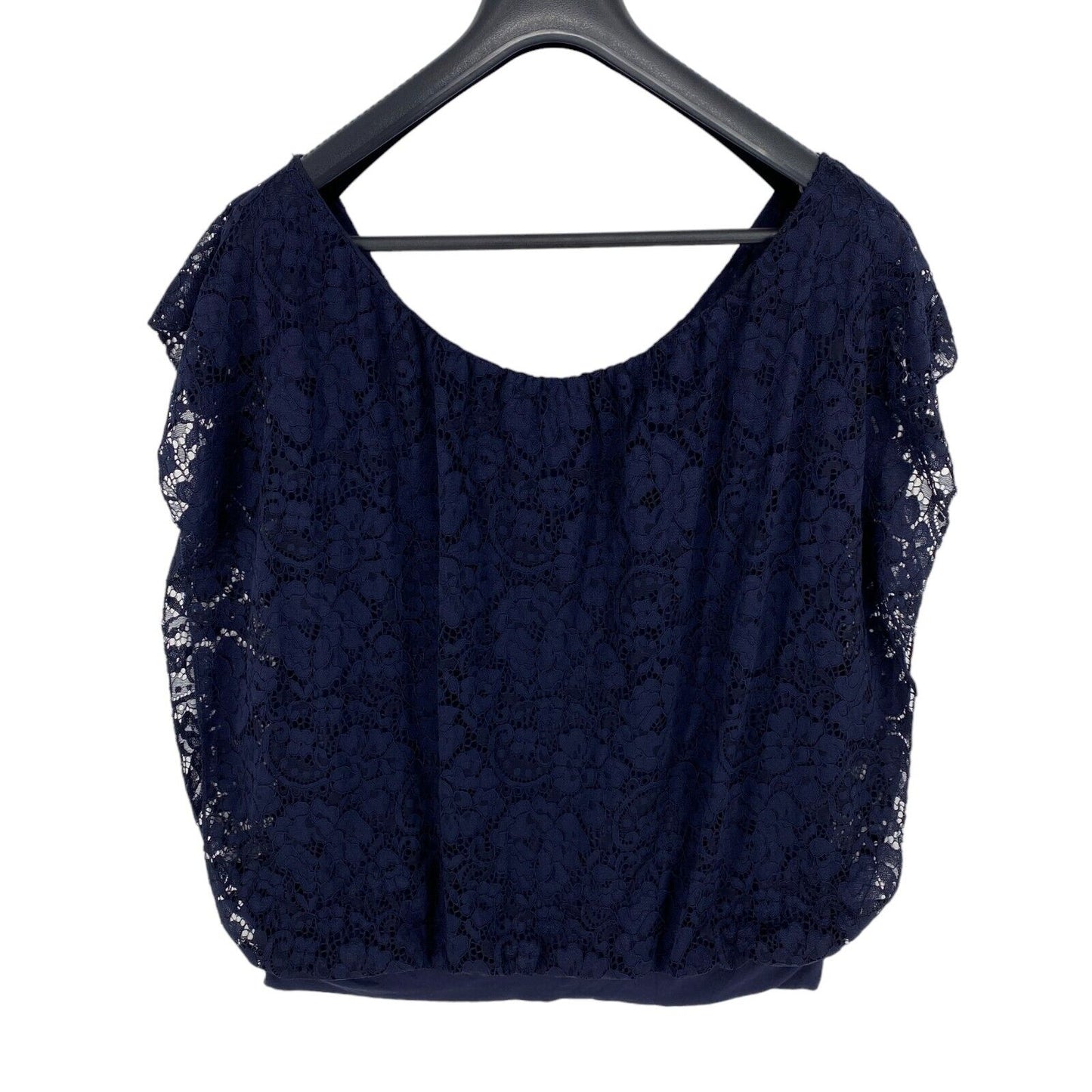 LOLA LIZA Women Navy Blue Lace Blouse Size EU 46 UK 18 US 16