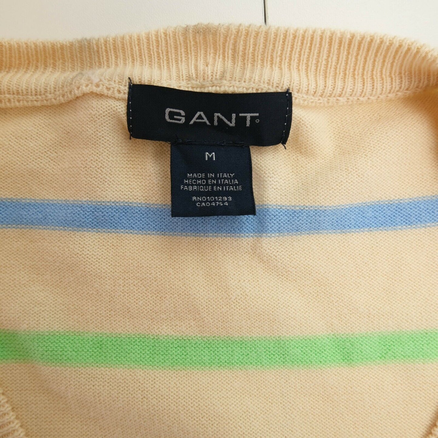 GANT Beige Striped V Neck Sweater Pullover Size M