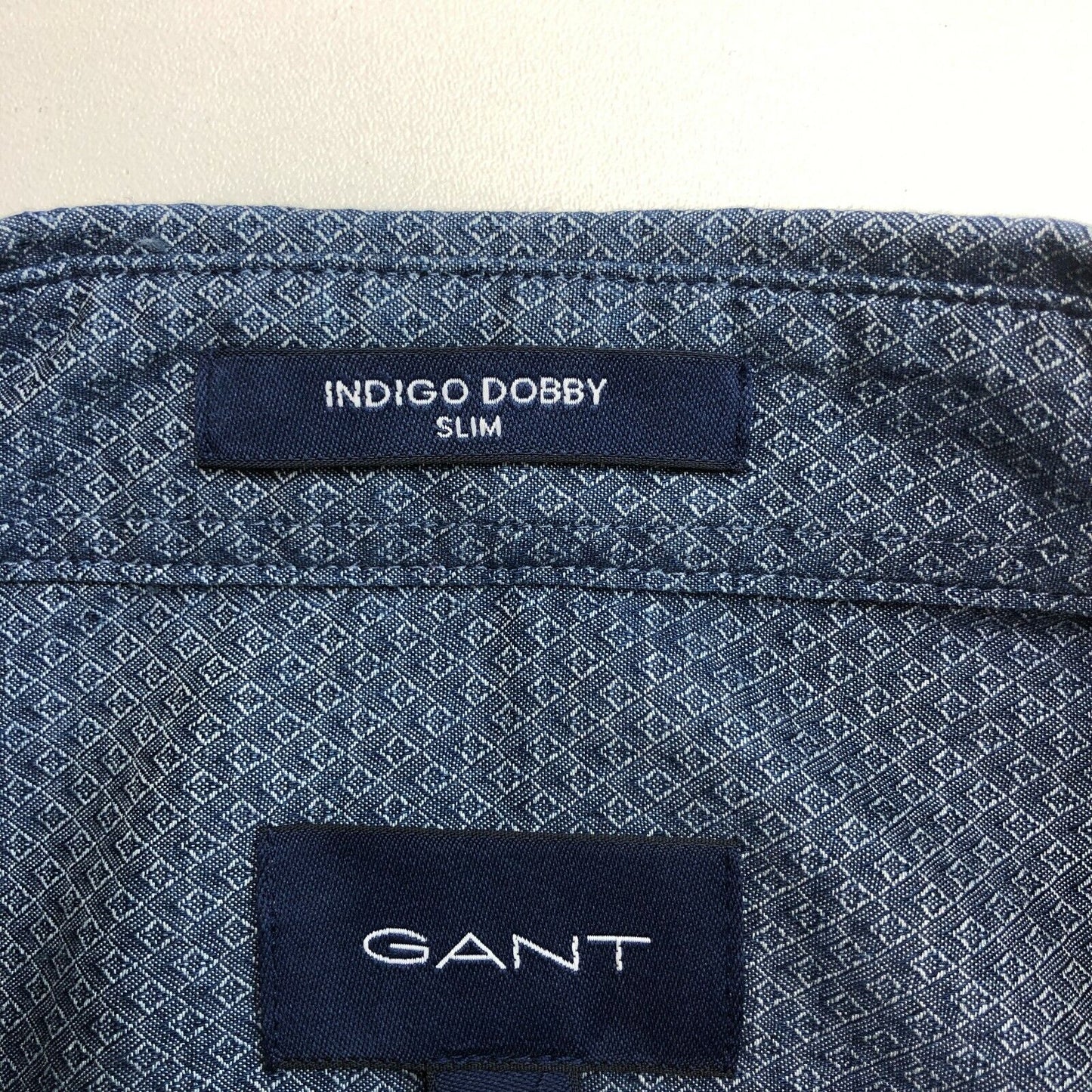 GANT Navy Blue Tech Prep Slim Indigo Dobby Slim Shirt Size M L XL