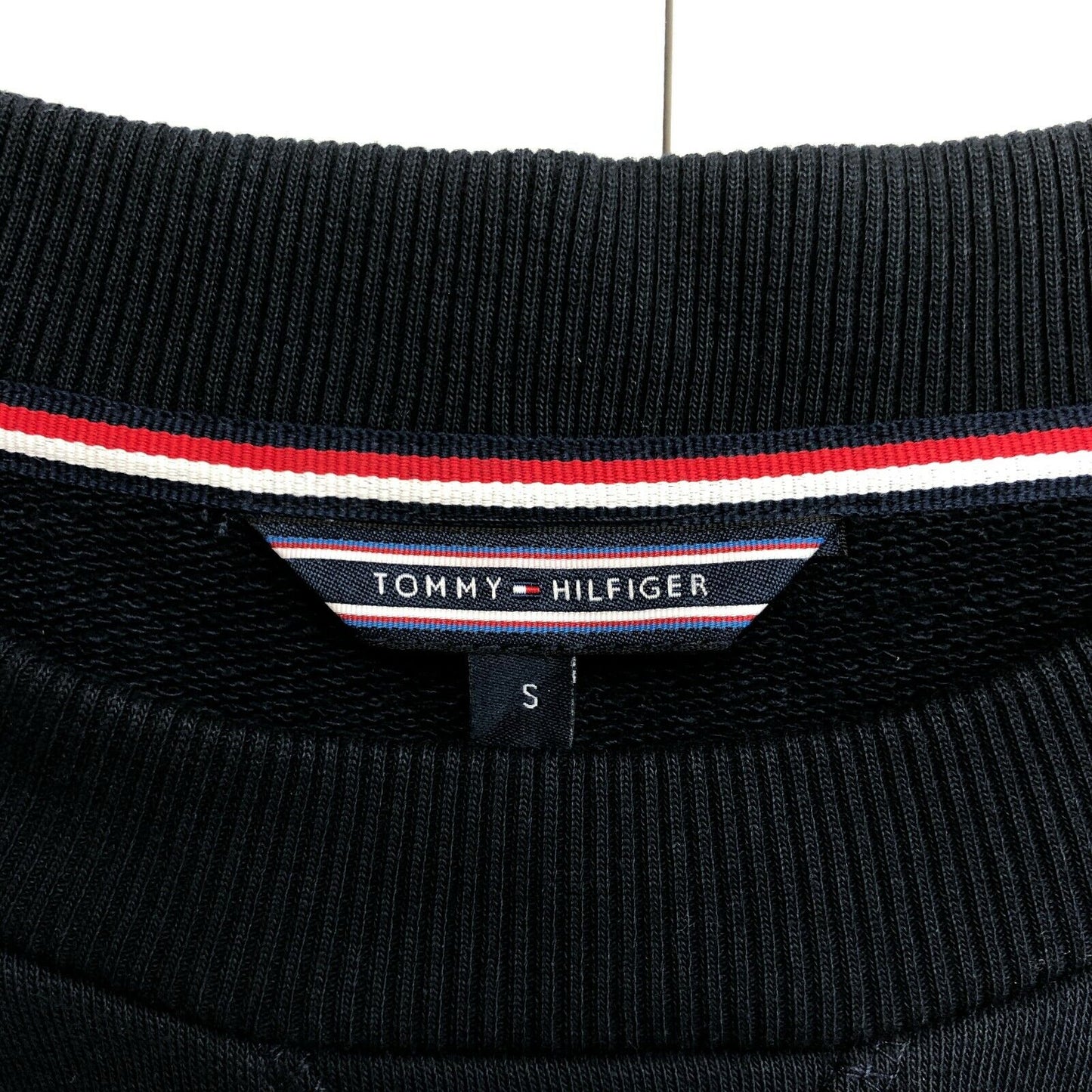 TOMMY HILFIGER Bleu Marine Crew Neck 100% Coton Pull Jumper Taille S