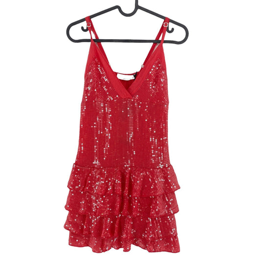 RPR 174 € COMPAGNIA ITALIANA Robe droite à sequins roses à col en V Taille EU 34 UK 6 US 4