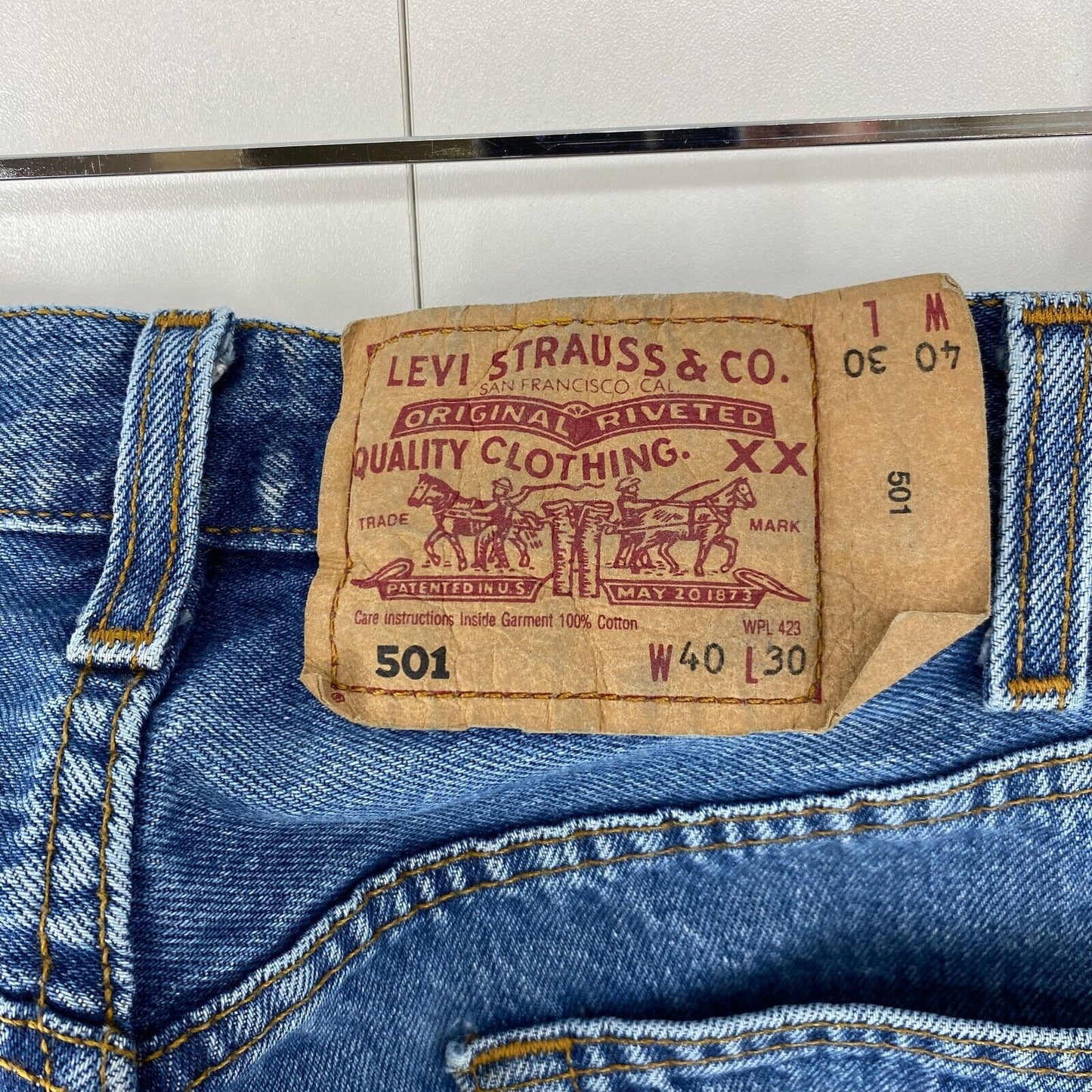 Vintage Levi's 501 Blue Original Regular Straight Fit Jeans W40 L28