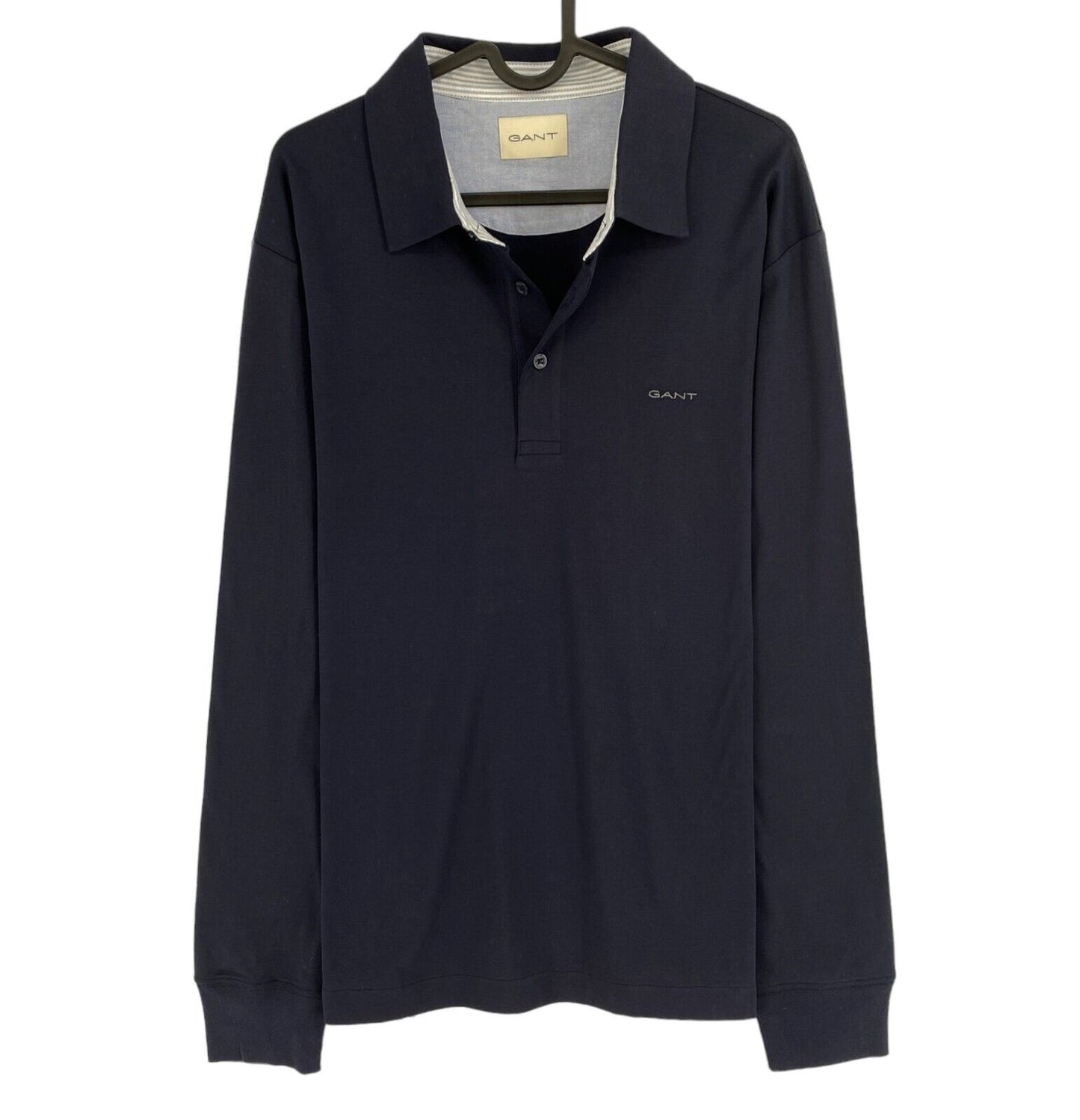 GANT Navy Blue Mercerized Jersey Rugger Long Sleeves Polo Shirt Size L