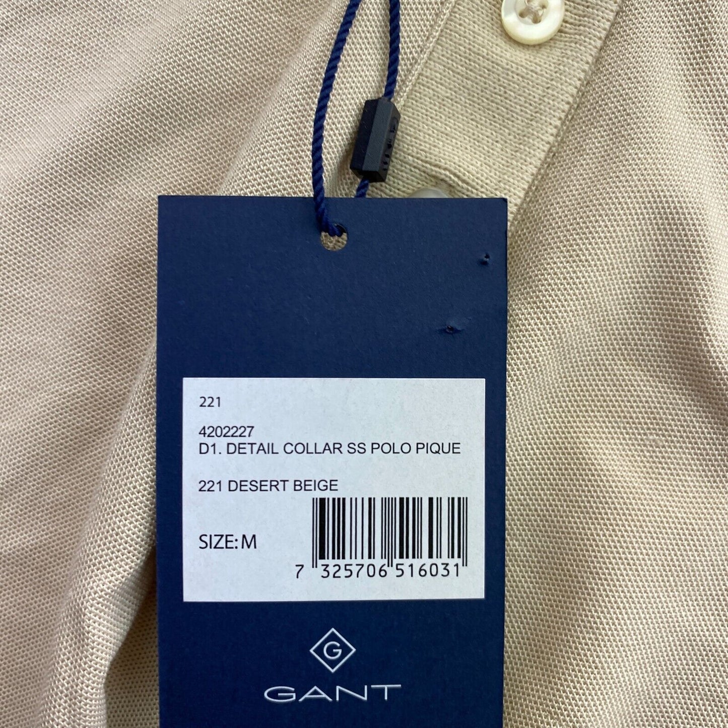 GANT Polo piqué à col détaillé marron clair taille M