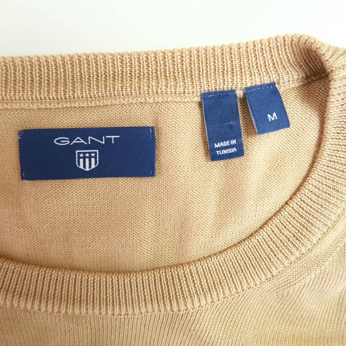 GANT Light Brown Crew Neck 100% Cotton Jumper Sweater Pullover Size M