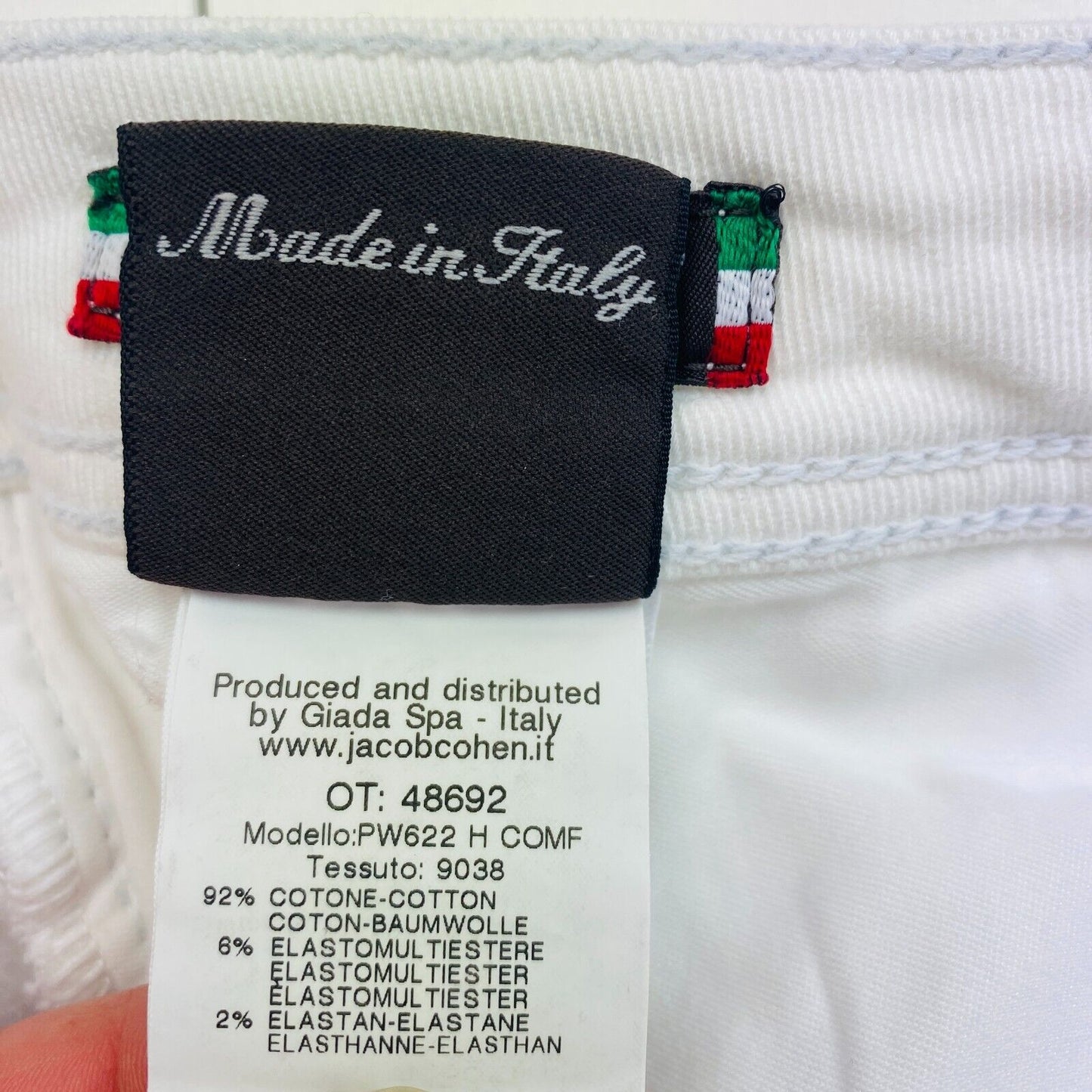 Jacob Cohen Men 622 C White Slim Jeans Size W32 L34 Made In Italy