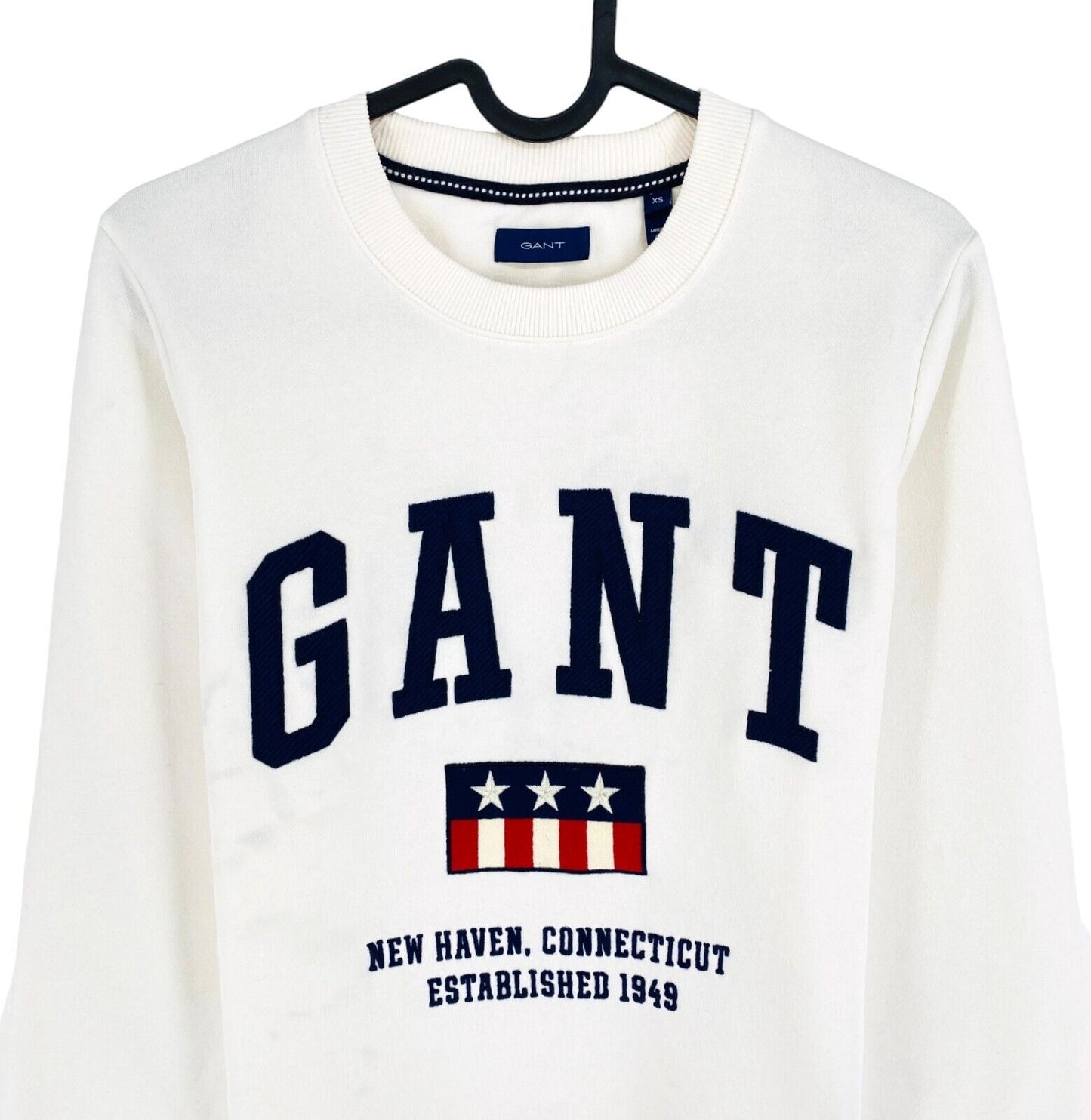 GANT White Retro Shield Crew Neck Sweater Pullover Size XS