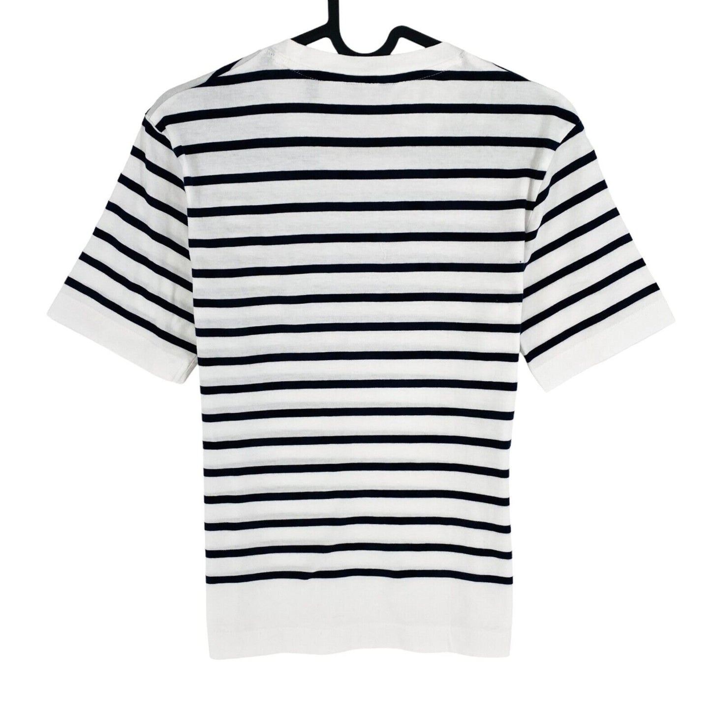 GANT Women White Logo Striped Crew Neck T Shirt Size XS