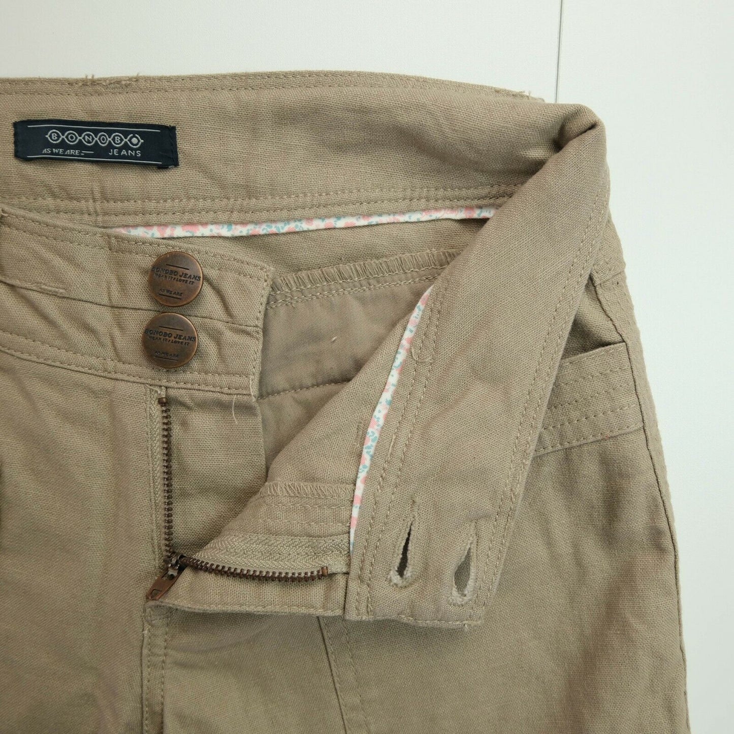 BONOBO JEANS Light Brown Linen Blend Pants Trousers Size 34