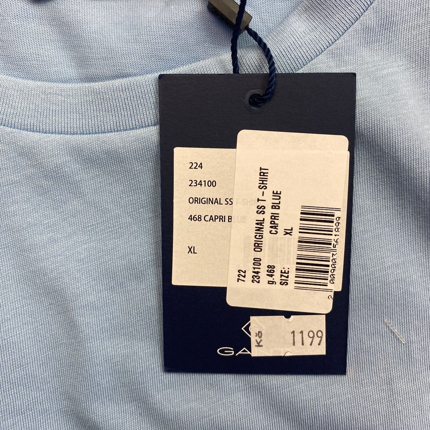 GANT Men Blue Original Crew Neck Short Sleeve T Shirt Size XL