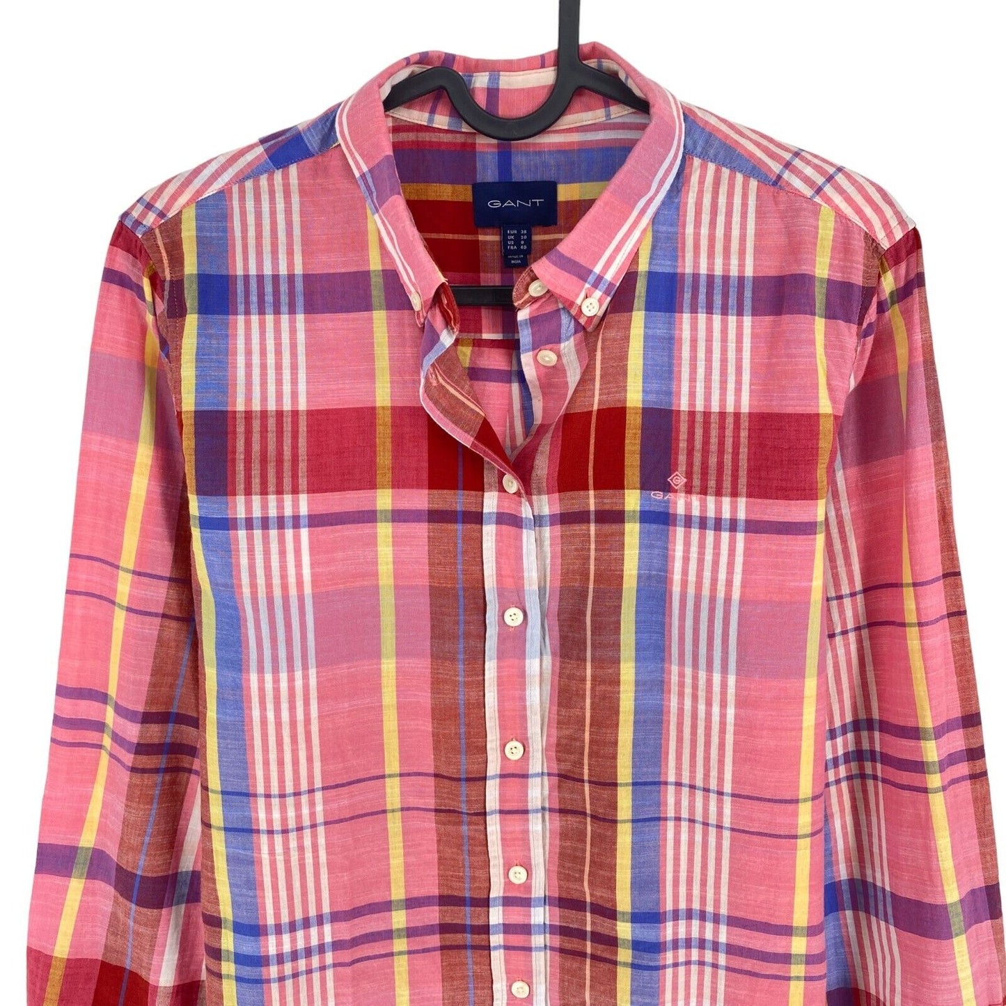 GANT Women Pink Plaid Long Sleeves Shirt Size EU 38 UK 10 US 8