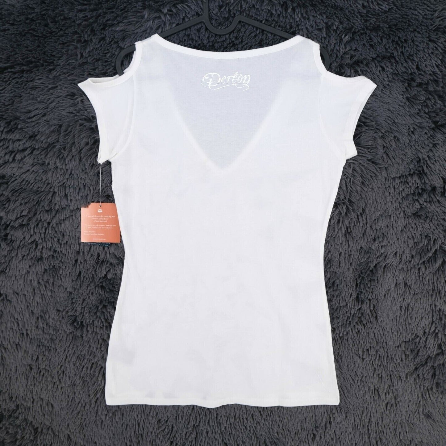 DEREON White V Neck Top T Shirt Size S