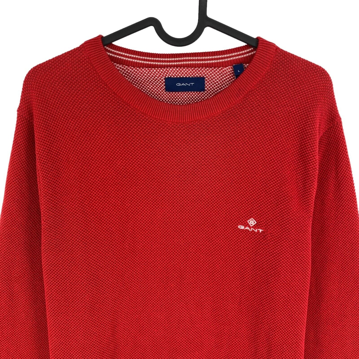 GANT Red Cotton Pique Crew Neck Sweater Pullover Size L