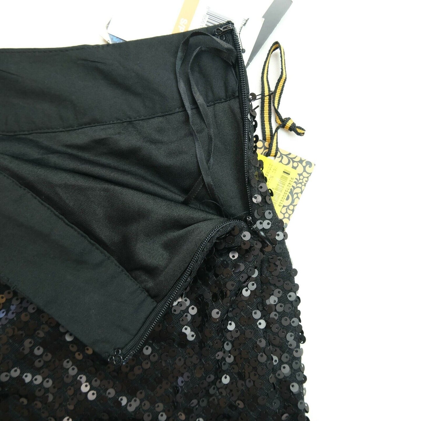 RRP €111 DEREON Black Sequin Short Skirt Size S M