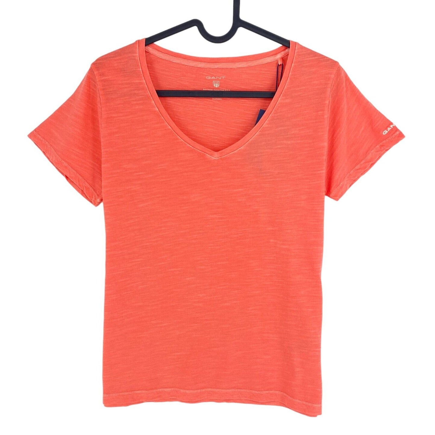 GANT Pink Orange Sun Bleached V Neck T Shirt Size S