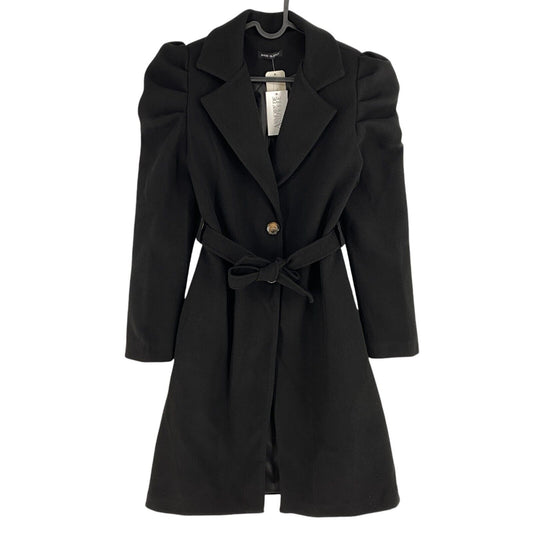 L` Armoire De Suzette Black Belted Overcoat Jacket Coat Size S