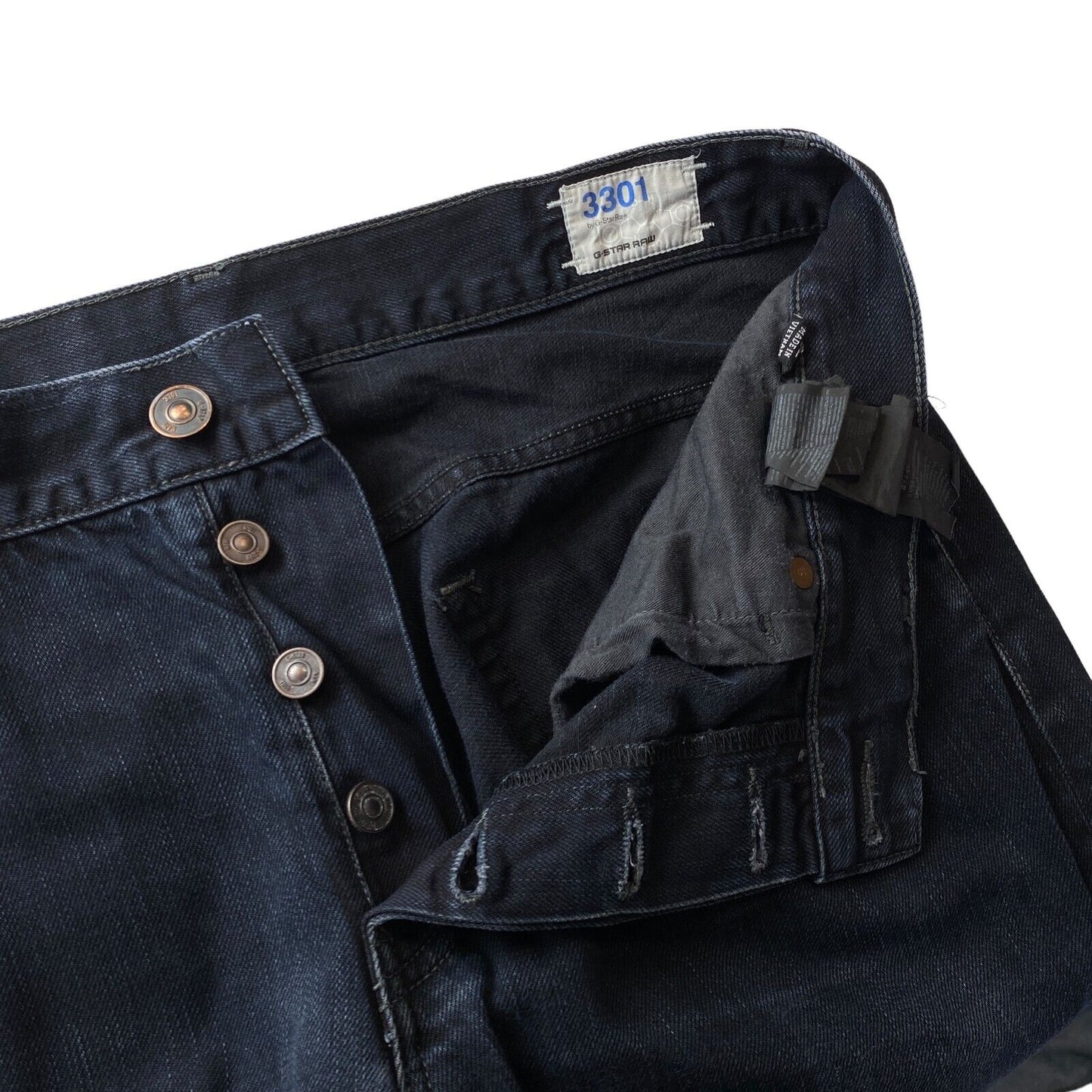 G-STAR 3301 Jeans in normaler gerader Passform, Dunkelblau, W34 L32