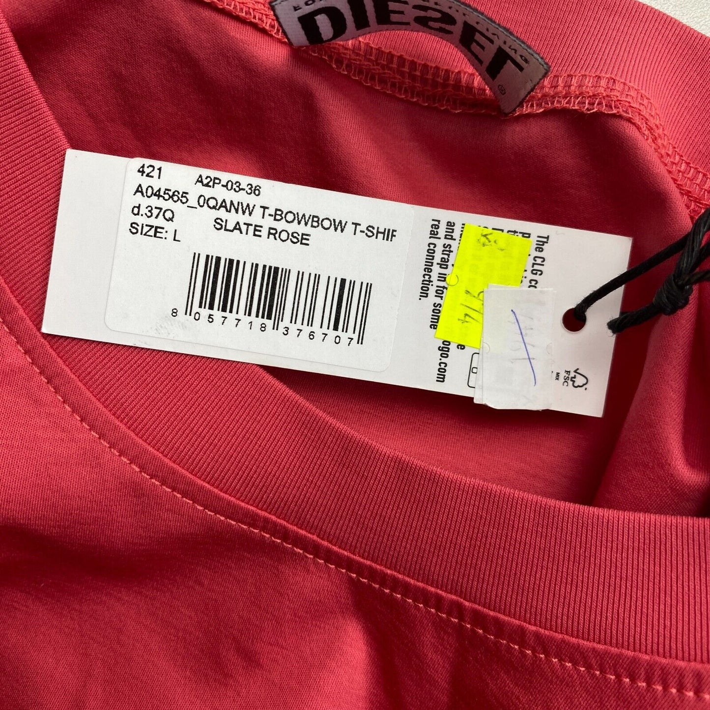 Diesel Pink BowBow Entspanntes T-Shirt mit Rundhalsausschnitt, Größe L