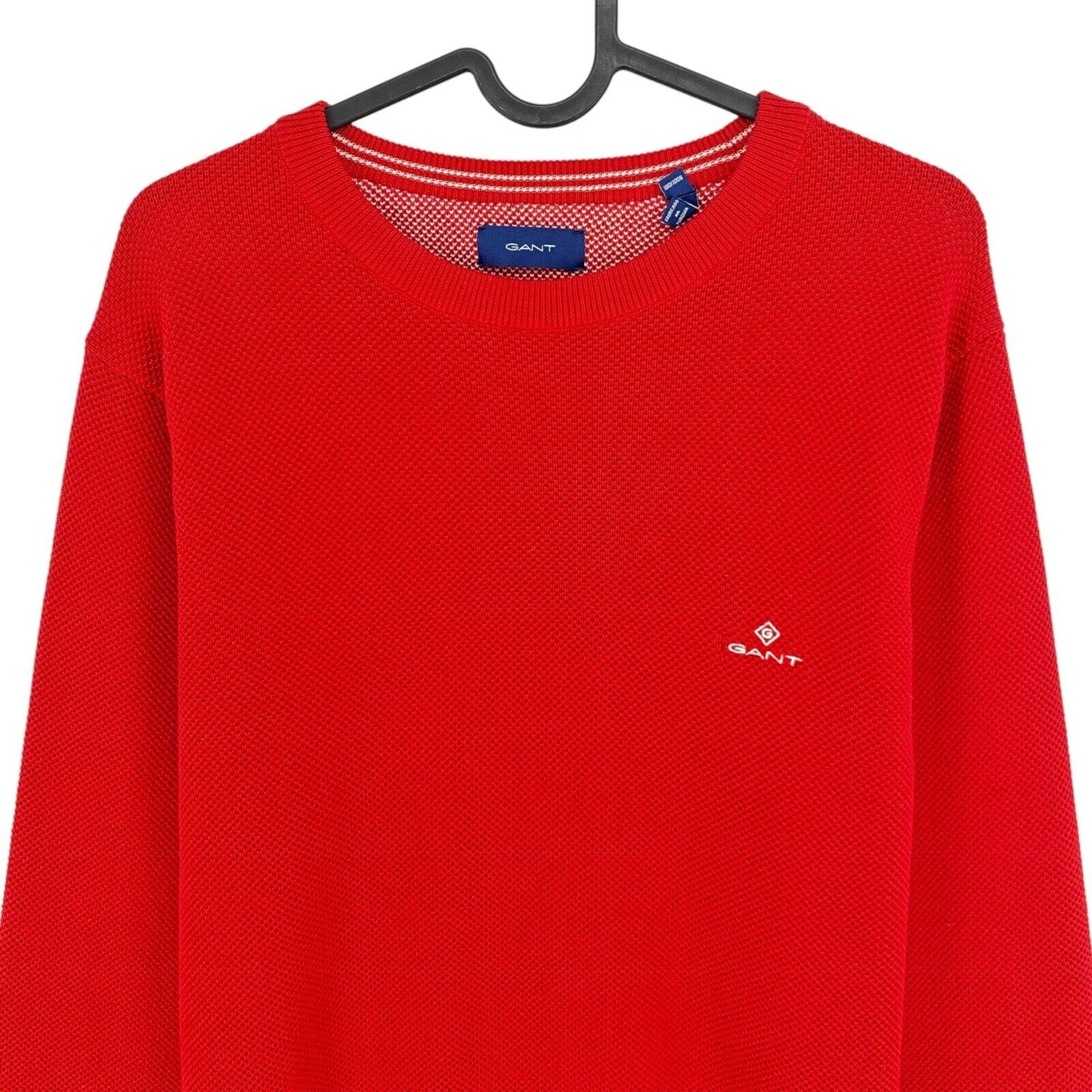 GANT Red Cotton Pique Crew Neck Sweater Jumper Size XL