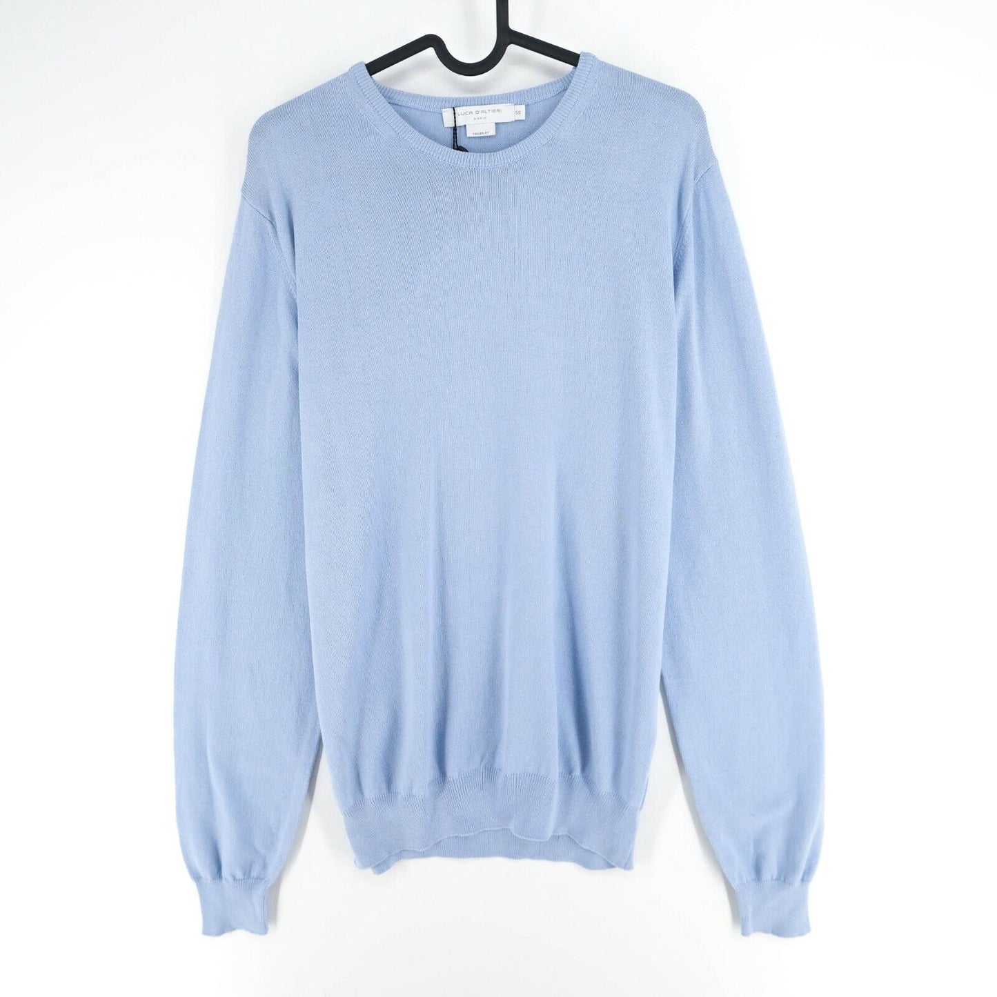 LUCA D`ALTIERI Blue Crew Neck Tailored Fit Jumper Sweater Size EU 50 UK/US 40