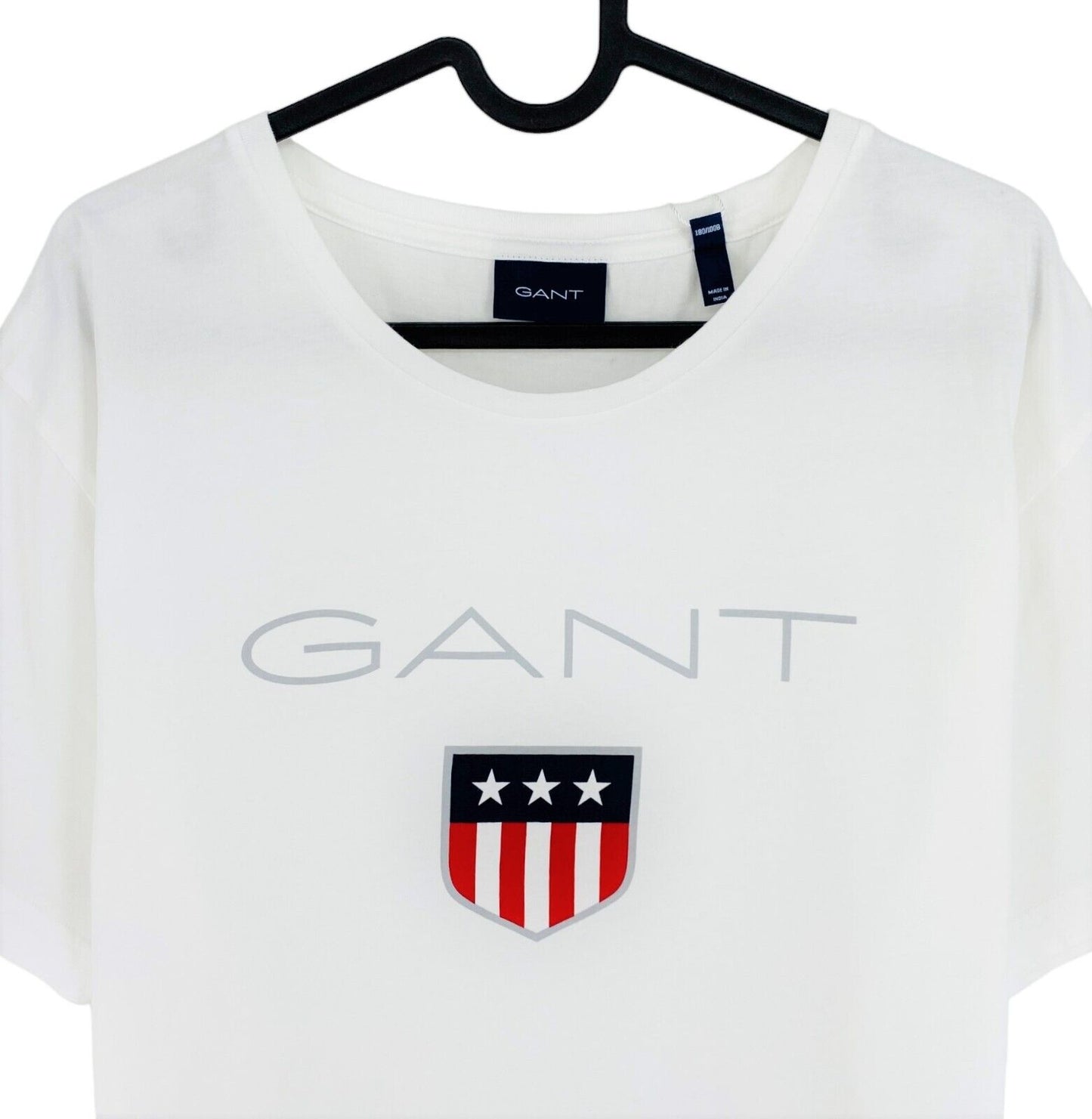 GANT T-Shirt mit Rundhalsausschnitt und Retro-Schild, weiß, Größe XL