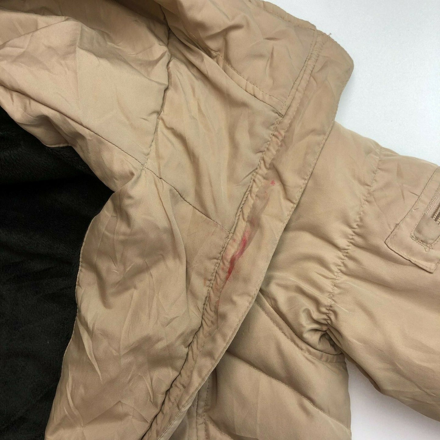 CALVIN KLEIN Light Brown Hooded Down Puffer Coat Jacket Size XS