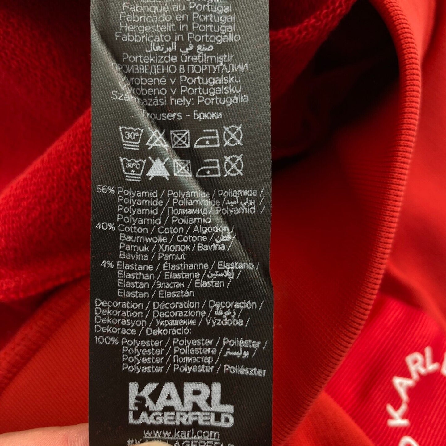 KARL LAGERFELD Red W/ Circle Logo Sweat Pants Trousers Size XS