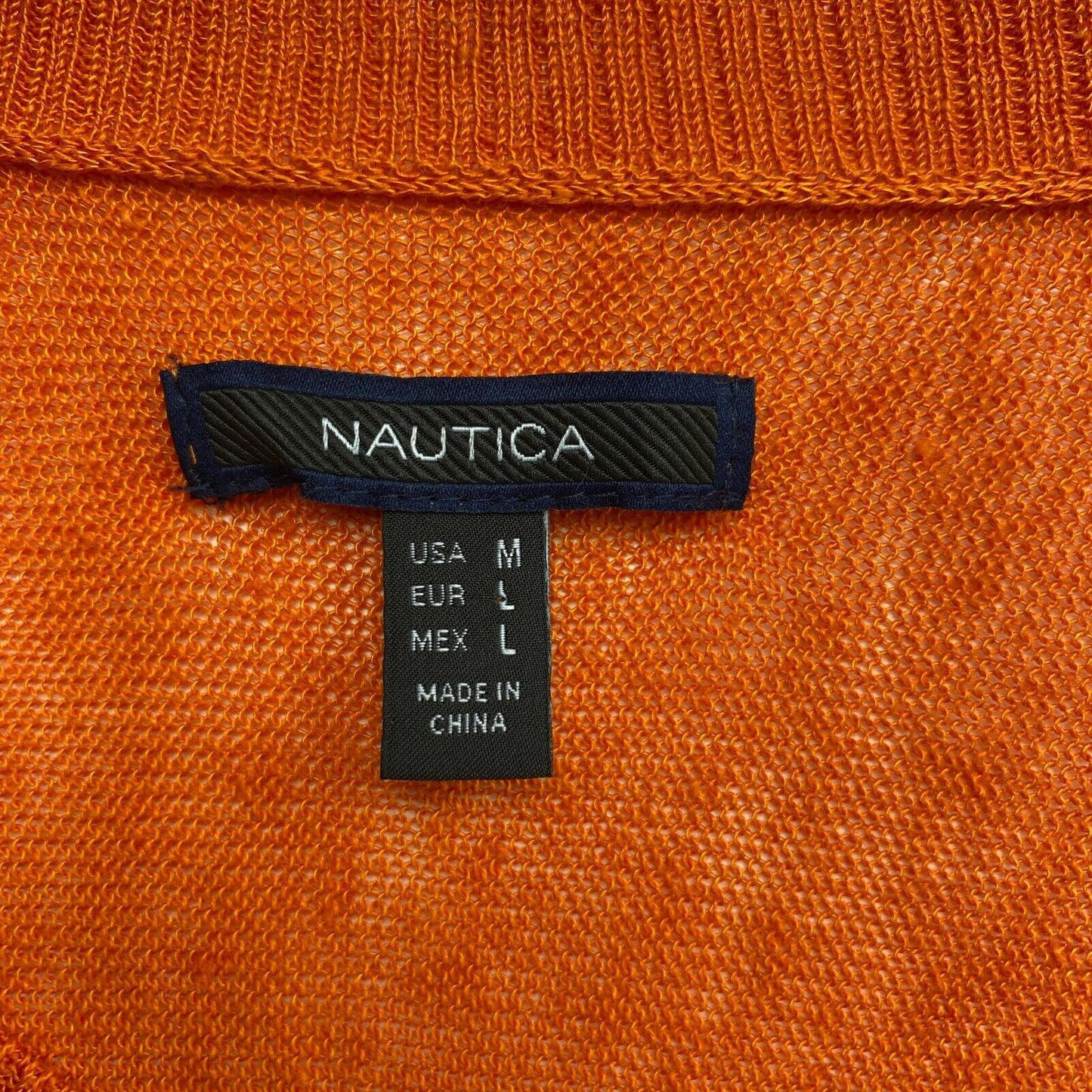 NAUTICA Orange Sleeveless V Neck Linen Blend Vest Cardigan Jumper Sweater Size L