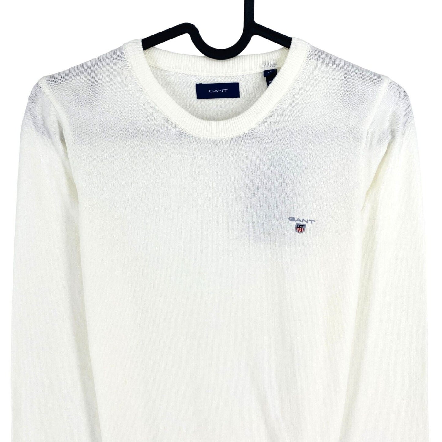 GANT Women White Cotton Crew Neck Jumper Sweater Size XS